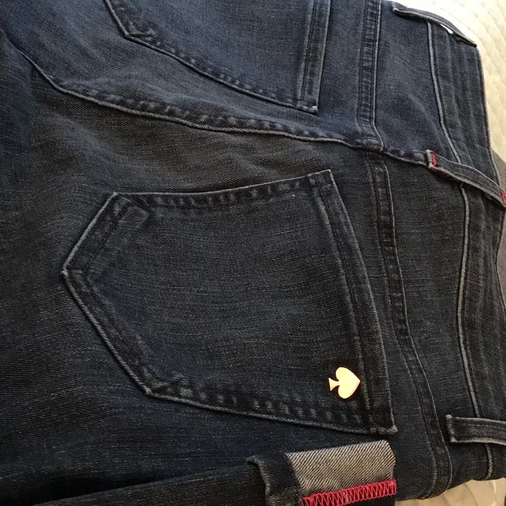 Kate Spade cropped denim cute pink cuff stitching